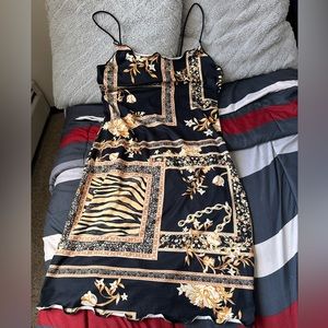 Black and gold with tiger print dress